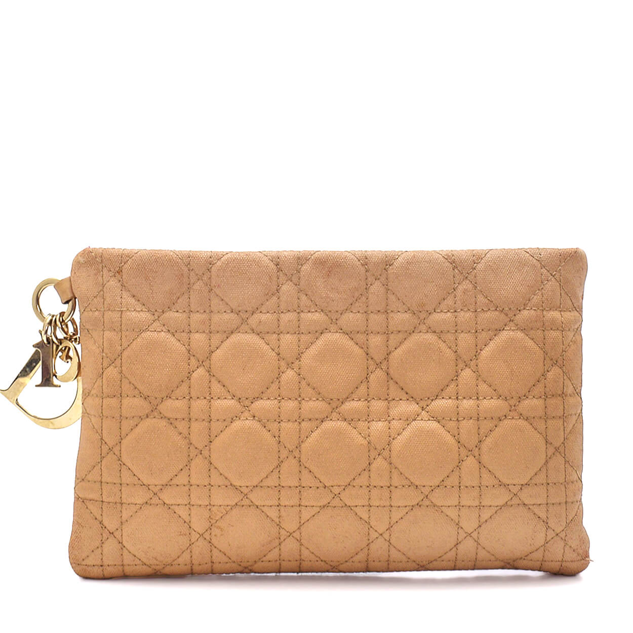 Christian Dior - Beige Coated Canvas Cannage Panarea Pouch